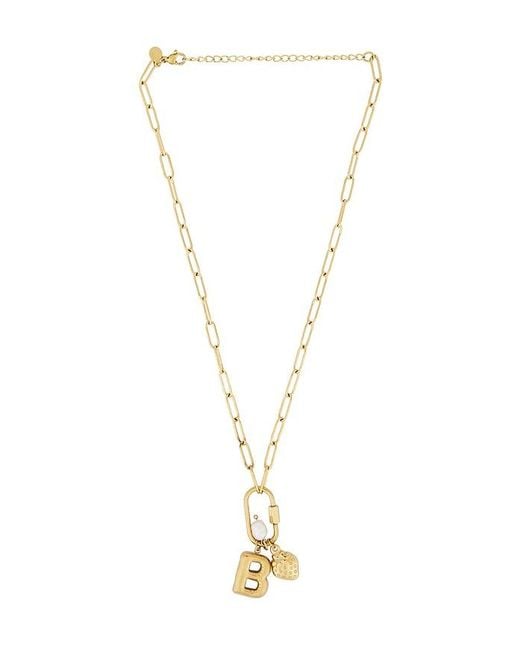 petit moments White Carabiner Initial Charm Necklace