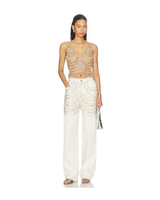 LAPOINTE White Embroidered Straight Leg Pant