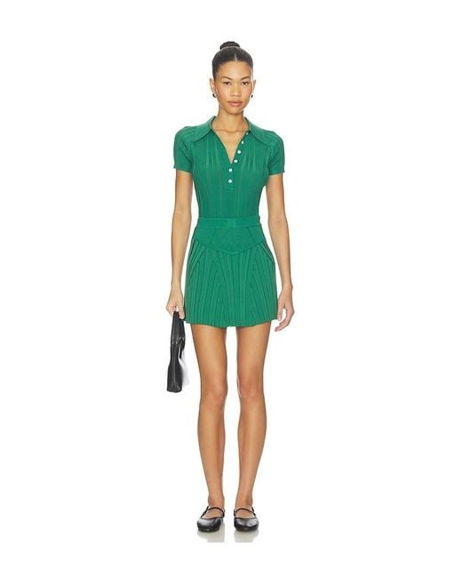 Fleur du Mal Green Rib Flare Skirt