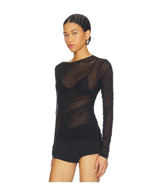 Helmut Lang Black Seamed Wind Top