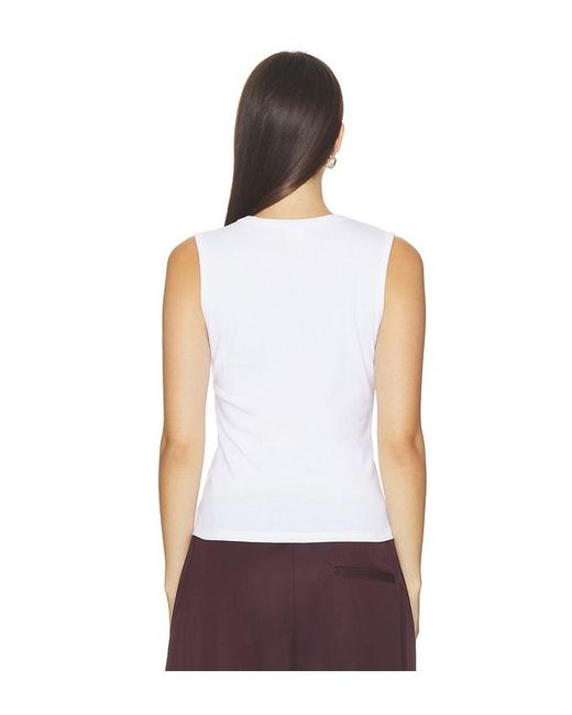 Leset White Nando Sleeveless V-Neck Tank Top