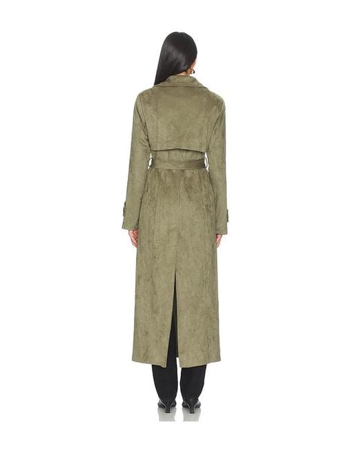 SNDY'S Green Sutton Faux Suede Trench Coat