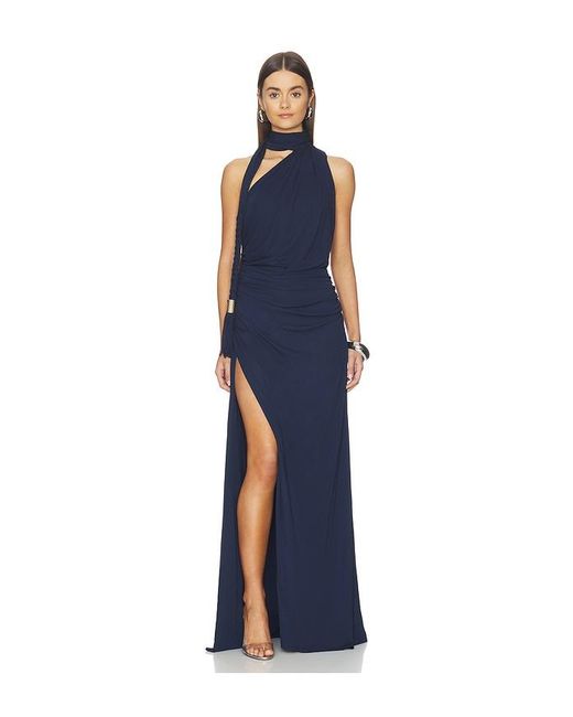 Jonathan Simkhai Blue Moira Draped Jersey Gown