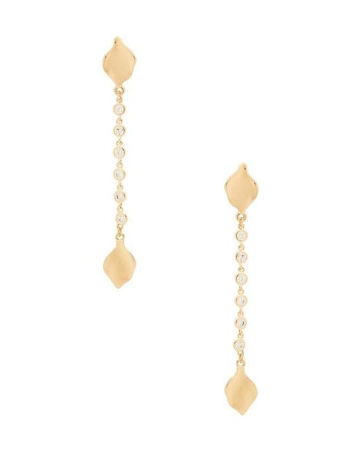 Ettika White Crystal Bloom & Chain Linear Earrings