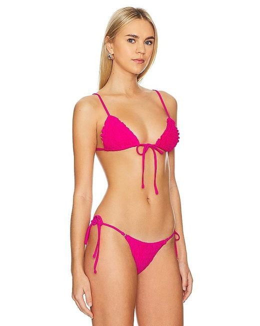 Frankie's Bikinis Pink Penny Satin Top