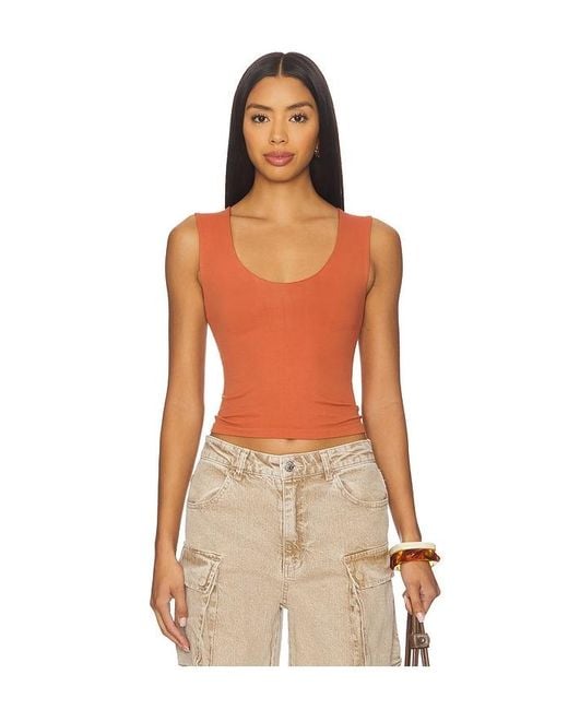 Free People Orange X Intimately Fp Clean Lines Muscle Cami