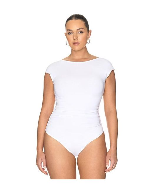 GOOD AMERICAN White The Open Back Bodysuit