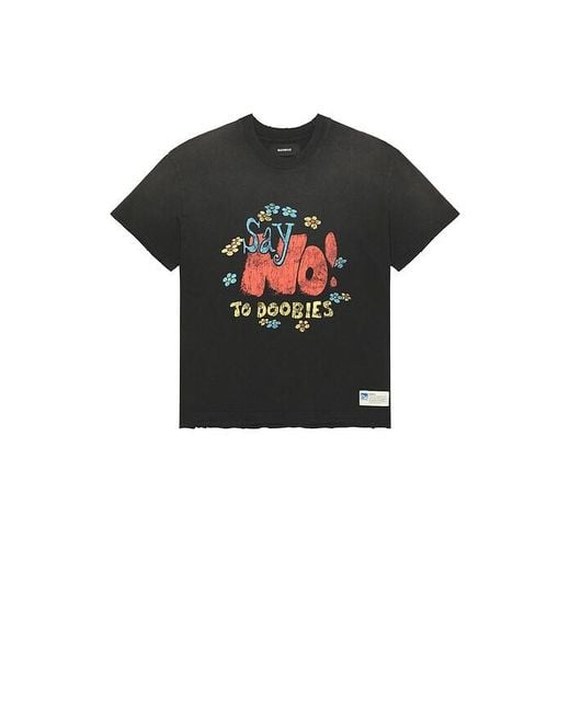 NAHMIAS Black Say No Open Hem Fitted Tee for men