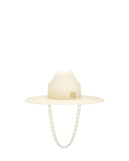 Ruslan Baginskiy White Double Chain Strap Cowboy Hat
