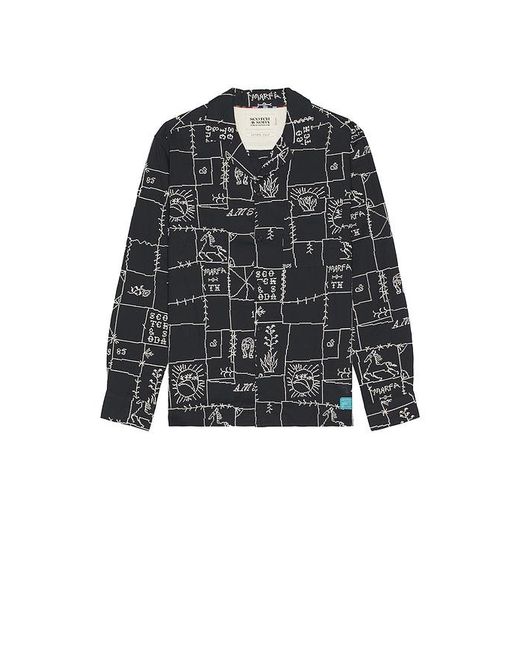 Scotch & Soda Black Allover Embroidered Shirt for men