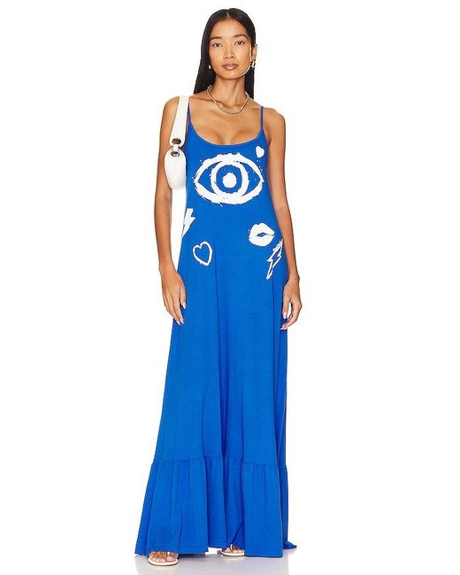 Lauren Moshi Blue Beatrix Painted Evil Eye Dress