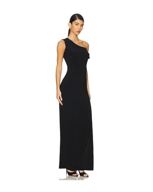 Norma Kamali Black Drop Shoulder Fitted Gown