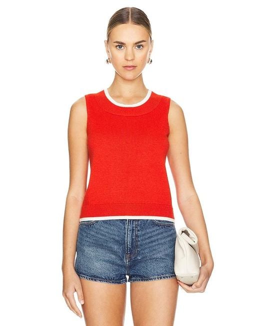 Central Park West Red Lucy Shell Sweater