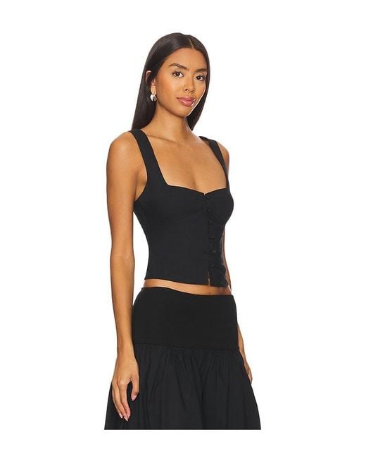 Tularosa Black Button-Front Poplin Blouse
