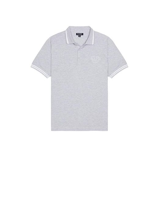 True Religion White Short Sleeve Big T Horseshoe Polo for men