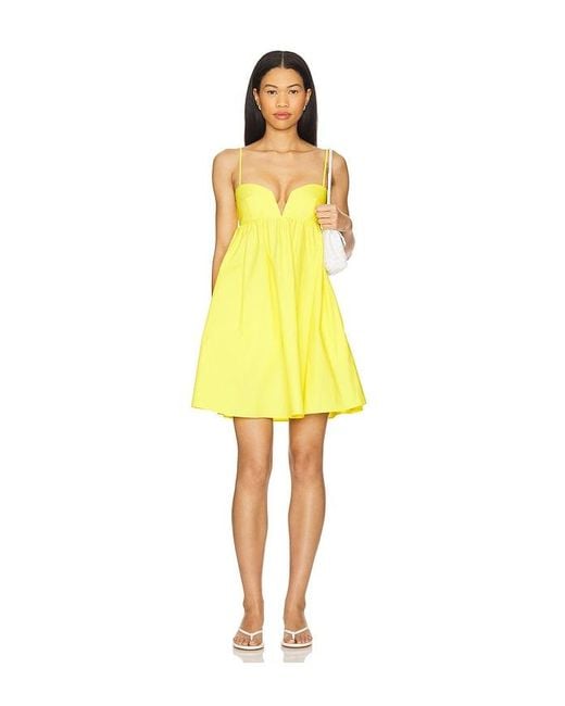 Susana Monaco Yellow Poplin Lace Up Back V Wire Dress