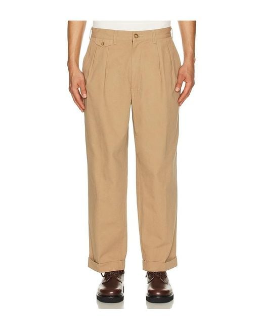 Beams Plus Natural 2 Pleats Trousers Twill for men