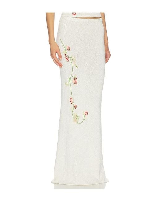 Asta Resort White Carolina Embroidered Skirt