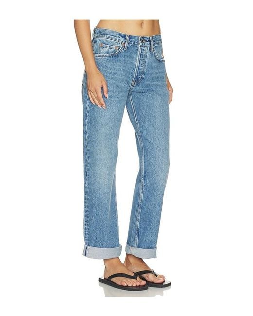 Re/done Blue Beau Jean Cuffed Boyfriend Jeans