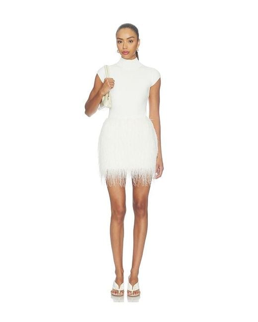 AEXAE White Polyester Fringe Mini Skirt