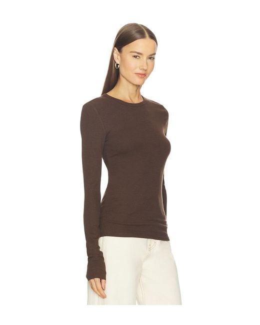 GRLFRND Brown Crew Neck Extra Long Sleeve Tee