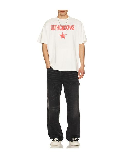 Gothicmochas White Rockstar Tee for men