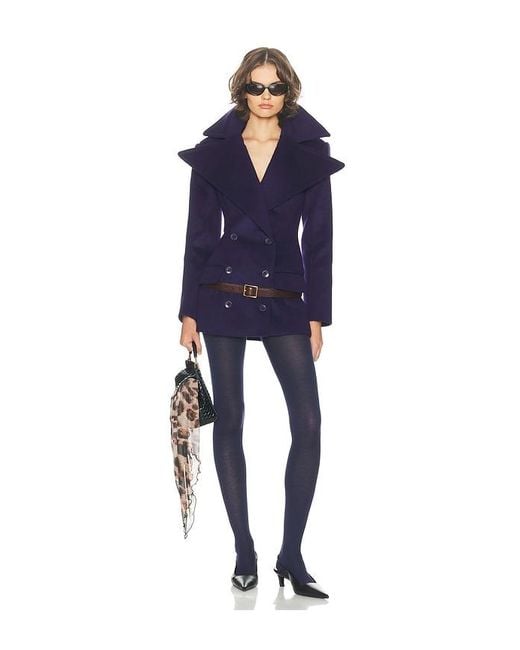 Helsa Blue The Dramatic Collar Peacoat