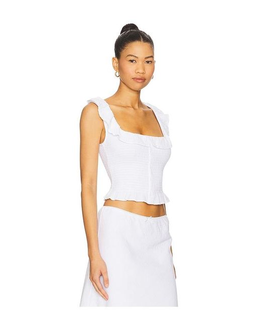 GUIZIO White Paloma Smocked Top