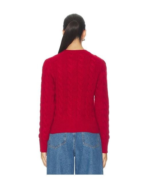 Polo Ralph Lauren Red Cable Knit Wool Cashmere Cardigan