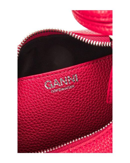 Ganni Red Hobo Mini Grained Bag