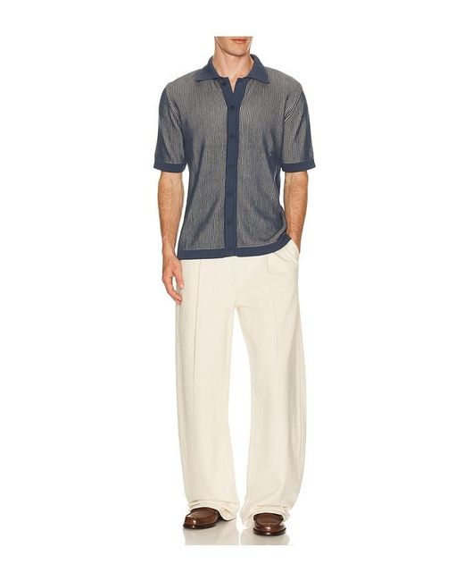 Far Afield Blue Velzy Knitted Shirt for men