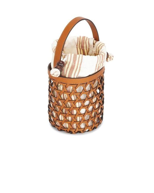 Loeffler Randall White Laith Stripe Canvas & Beads Bucket Bag