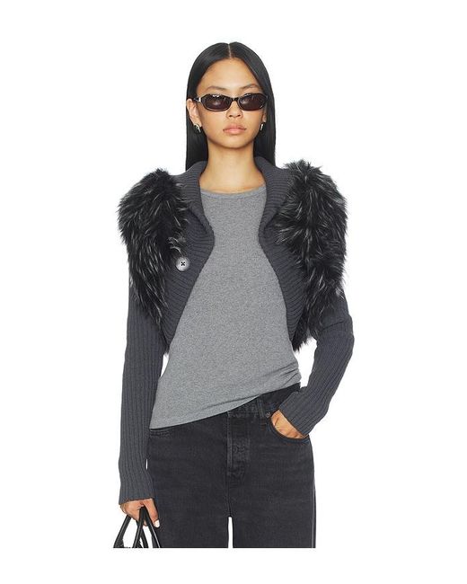Jaded London Black Knit Faux Fur Shrug