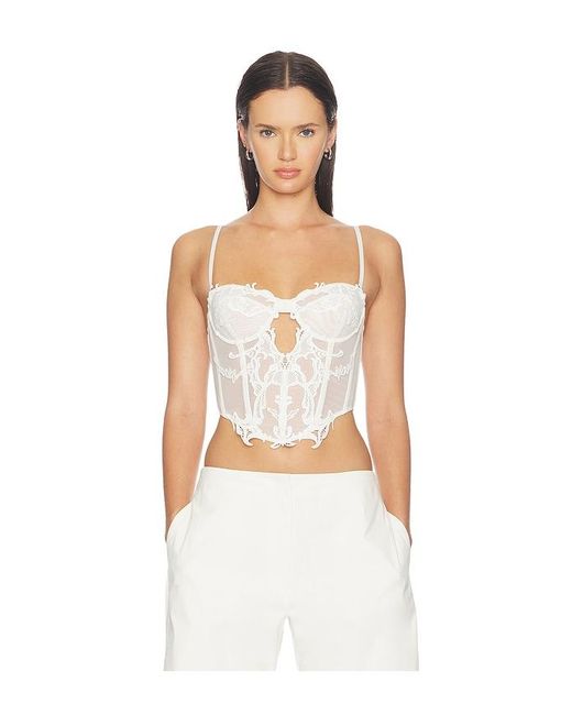 HAELO White Wing Lace Crop Corset