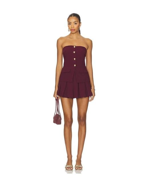 Amanda Uprichard Red X Revolve Kourt Skort Romper