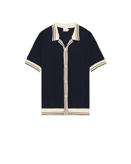 BOUND Blue Stevie Waffle Ribbed Knit Polo for men