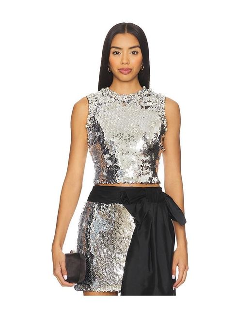 PATBO Black Moonlight Sequin Top