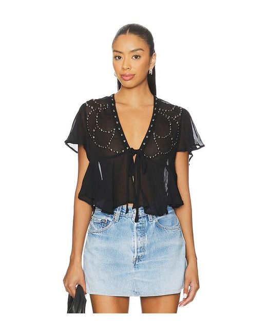Free People Blue Oberteil Mit Nieten So Fine