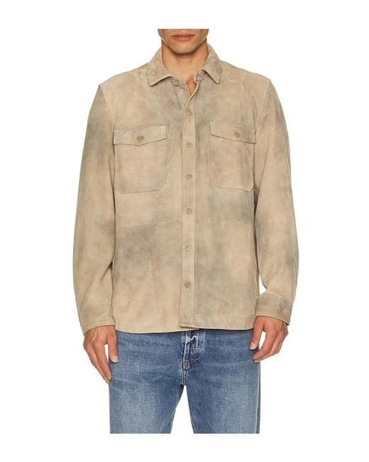 PAIGE Natural Peyman Suede Jacket for men