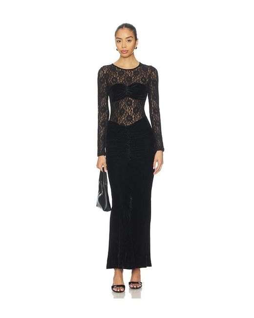 Bardot Black Helenie Velour Lace Maxi Dress