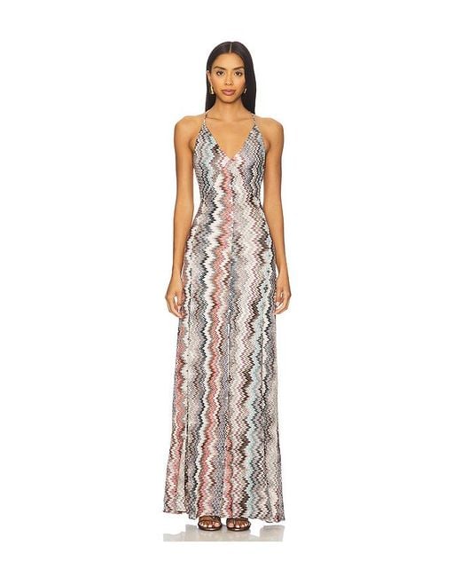 Missoni White Ärmelloses, Langes Kleid
