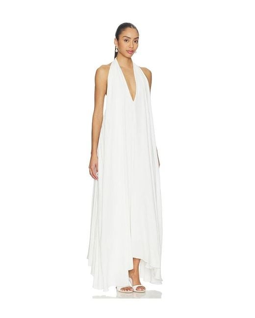 AEXAE White Drape Maxi Dress