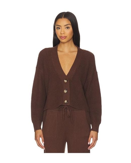 Eberjey Brown Recycled Sweater Cropped Cardigan