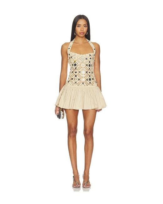 retroféte Natural Aliane Crochet Dress