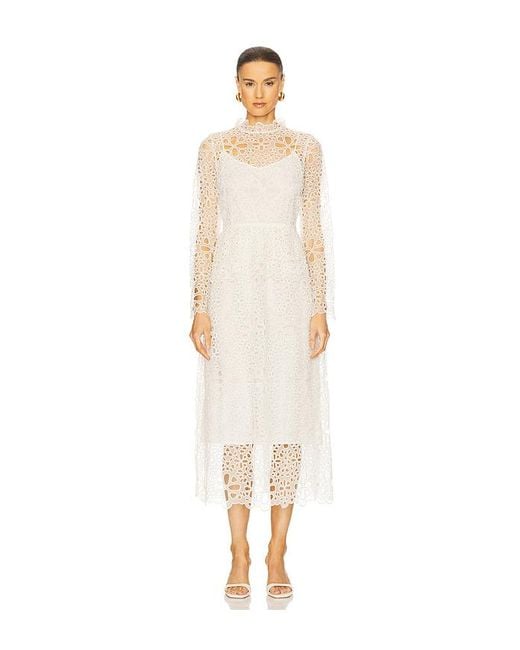 Vestido De Manga Larga Con Peplum Y Ojales Lumi En Color Blanco Talla En Sea de color White