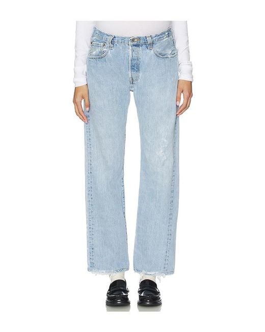 aligrace Blue Vintage Maternity Baggy Jeans