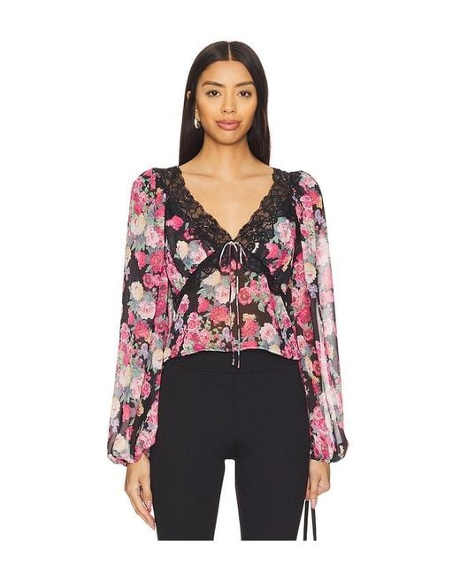 For Love & Lemons Black Clarisse Top