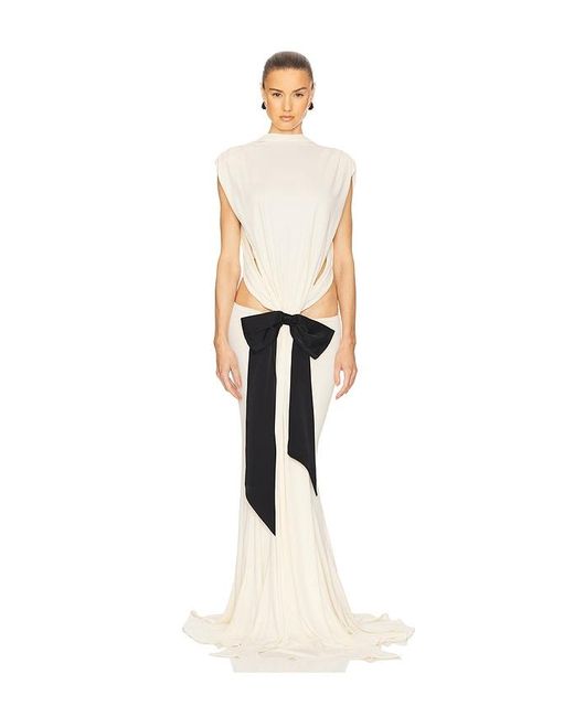 Helsa The Constantina Jersey Dress With Bow in White | Lyst Helsa The Constantina Jersey Dress With Bow in White | Lyst