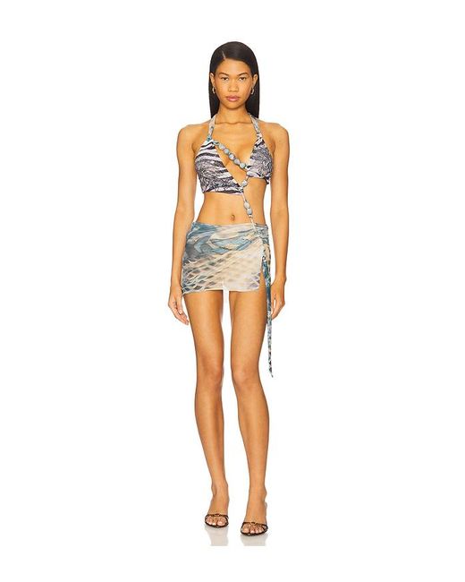 Jaded London Asymmetric Plunge Mini Dress Multicolor