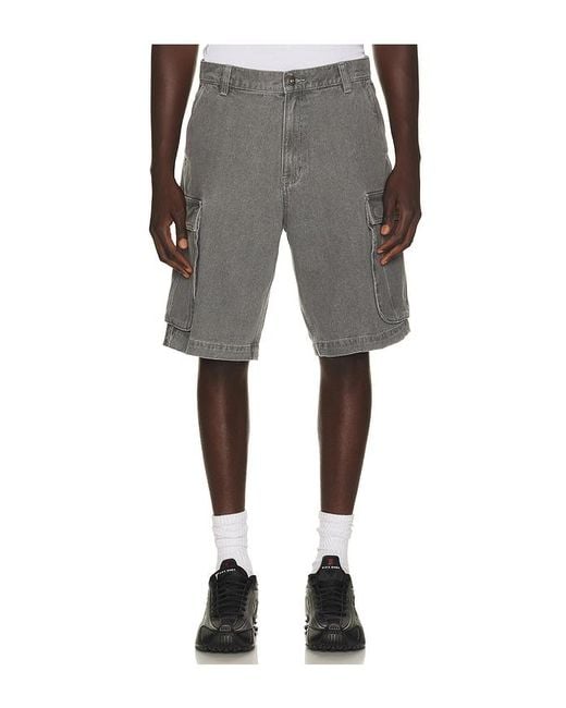 Huf Gray Oval Denim Cargo Short for men